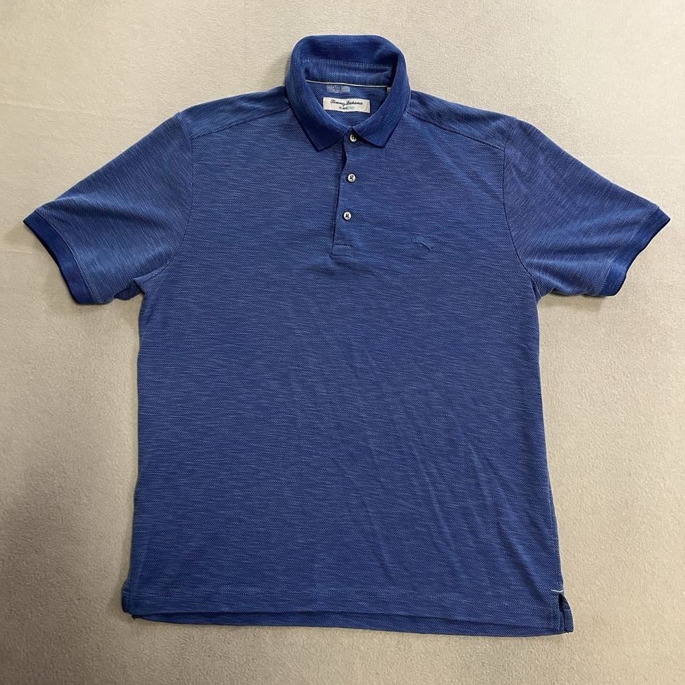 Tommy Bahama IslandZone Polo Shirt Men's Medium Blue Short Sleeve Modal Coolmax